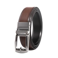 Mens Handcrafted Leather Belt, with Reversible Buckle and No Holes Strap, Casual and Dress in One Belt